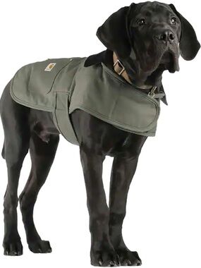 Carhartt Dog Coat LARGE Khaki Green Insulated Firm Duck Chore Jacket PX0340